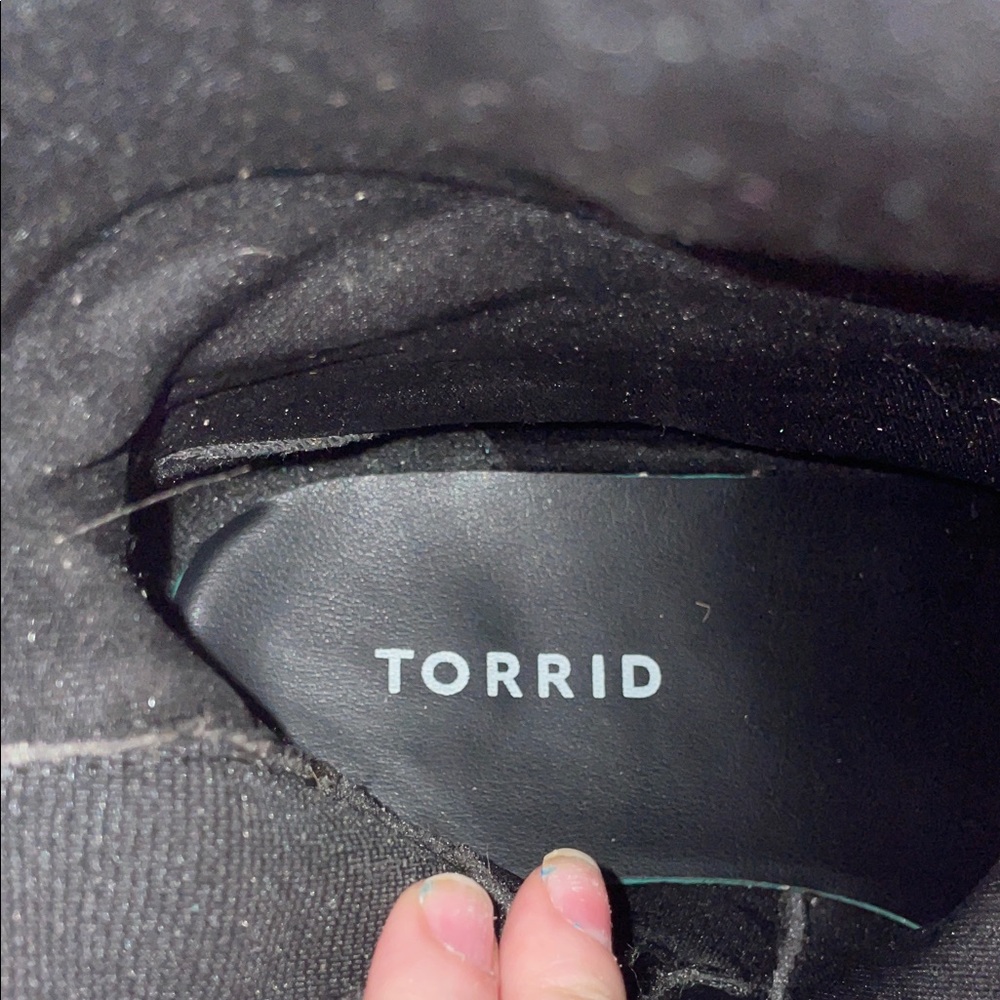 Torrid Black Embroidered Heeled Boots Knee high, wide calf - Picture 2 of 7